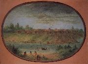 George Catlin Minnetarree Village Seen Miles above the Mandans on the Bank of the Knife River china oil painting artist